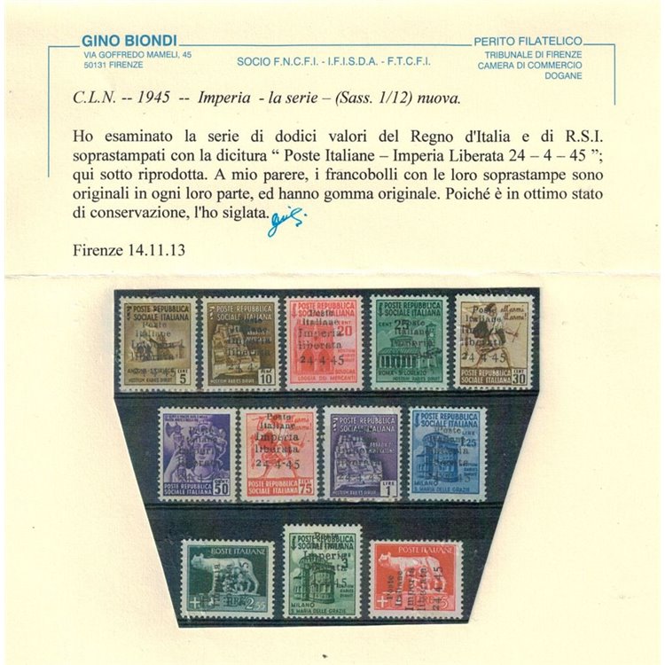 IMPERIA 1945 Monumenti distrutti + Imperiale 12v MH* ©