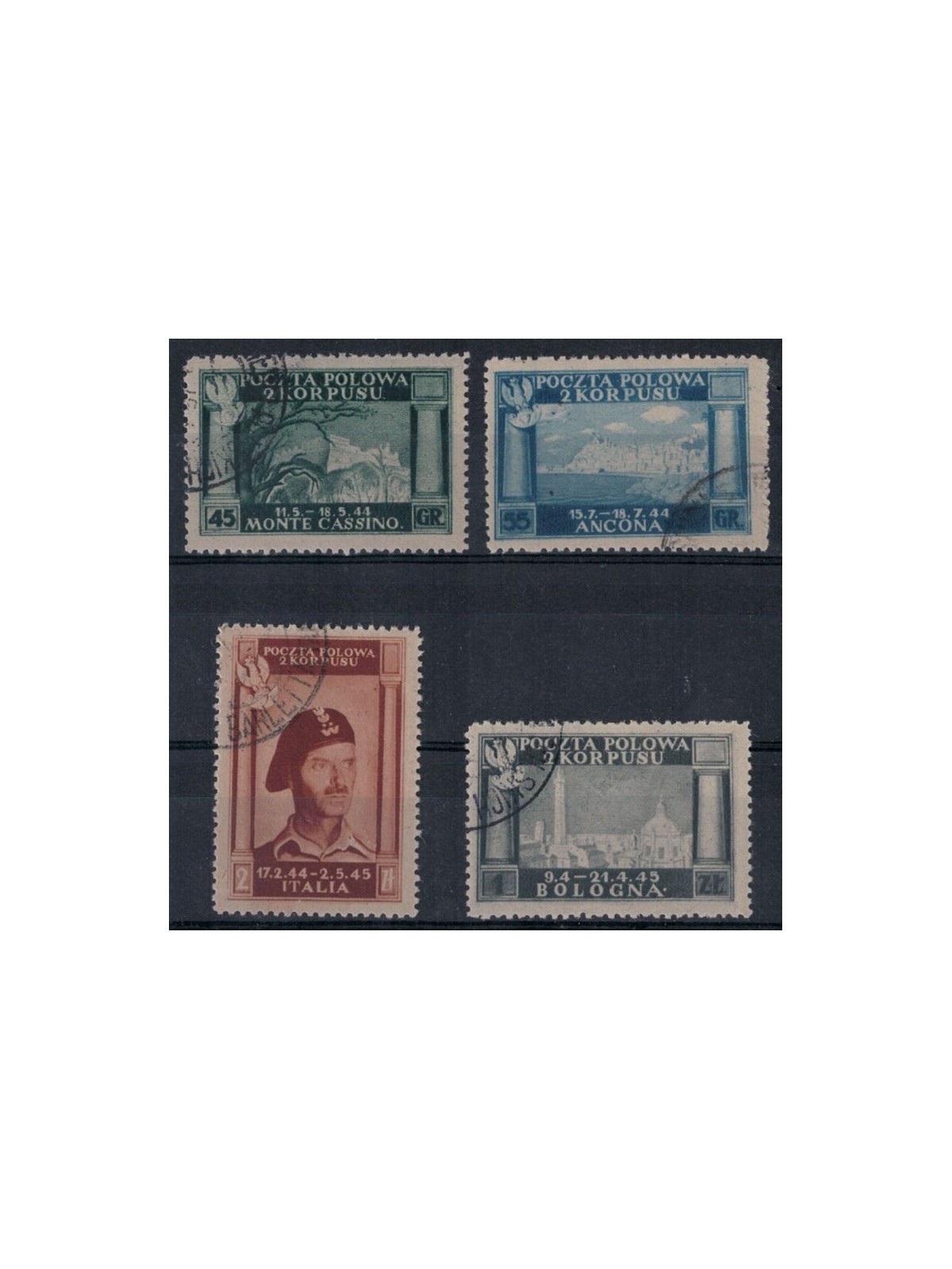 POLISH CORPS 1946 Polish victories in Italy 4v used