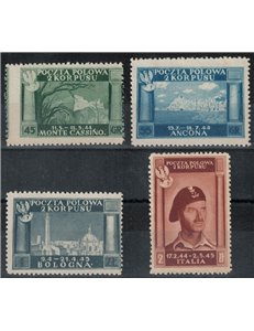CORPO POLACCO 1946 Vittorie polacche, carta bianca 4v MNH** ©