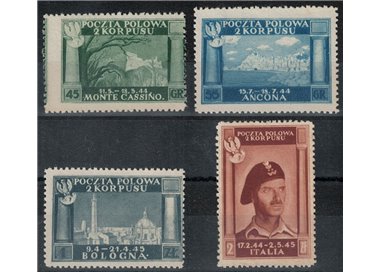 CORPO POLACCO 1946 Vittorie polacche, carta bianca 4v MNH** ©