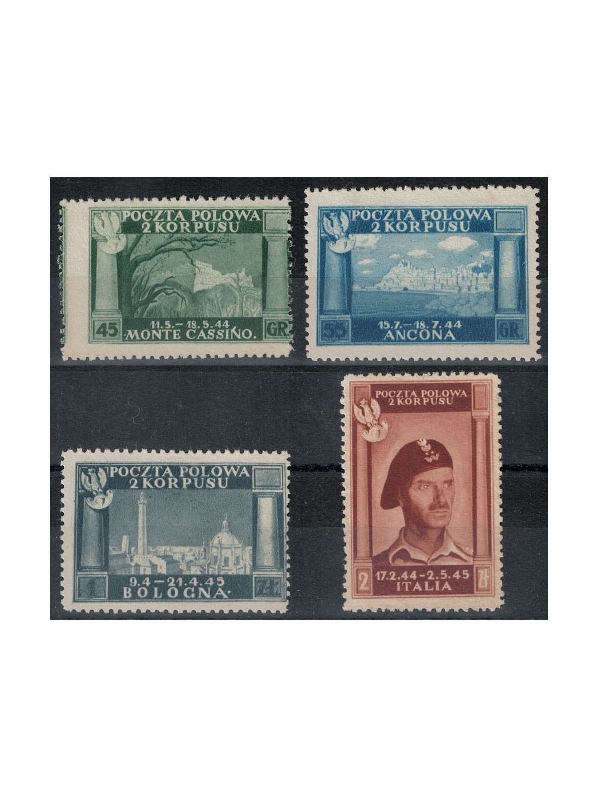 POLISH CORPS 1946 Polish victories, white paper 4v MNH** ©