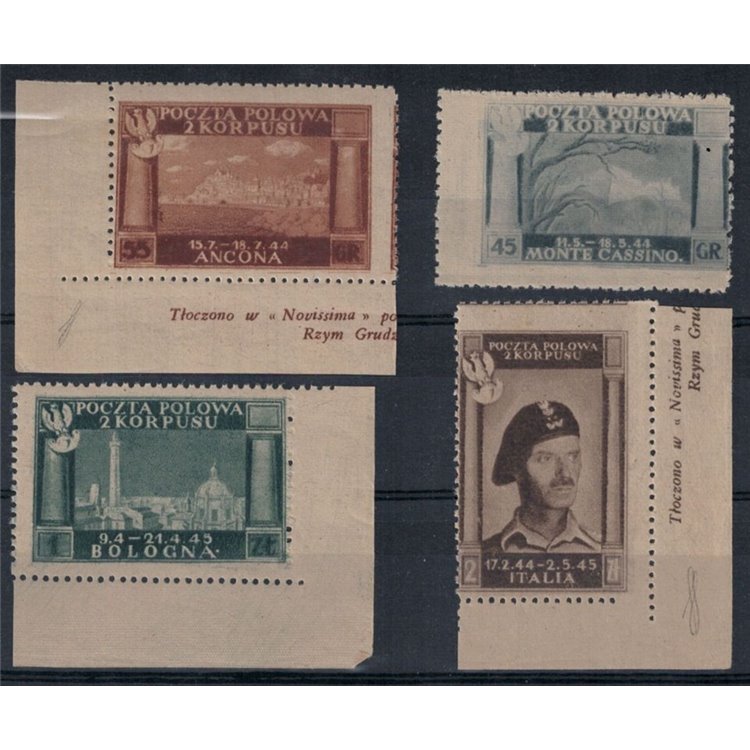 POLISH CORPS 1946 Polish victories, grey paper, colours changed 4v MNH**