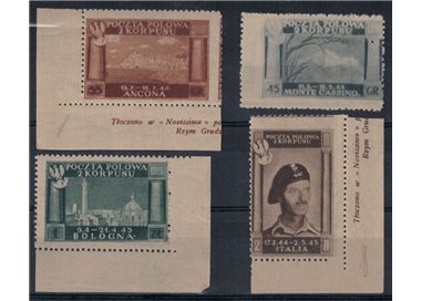 CORPO POLACCO 1946 Vittorie polacche, carta grigia, colori cambiati 4v MNH**