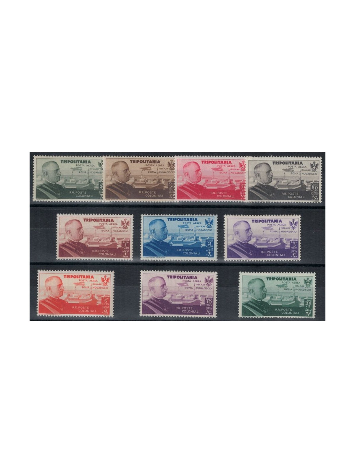 TRIPOLITANIA 1934 Rome-Mogadishu flight 10v MNH**