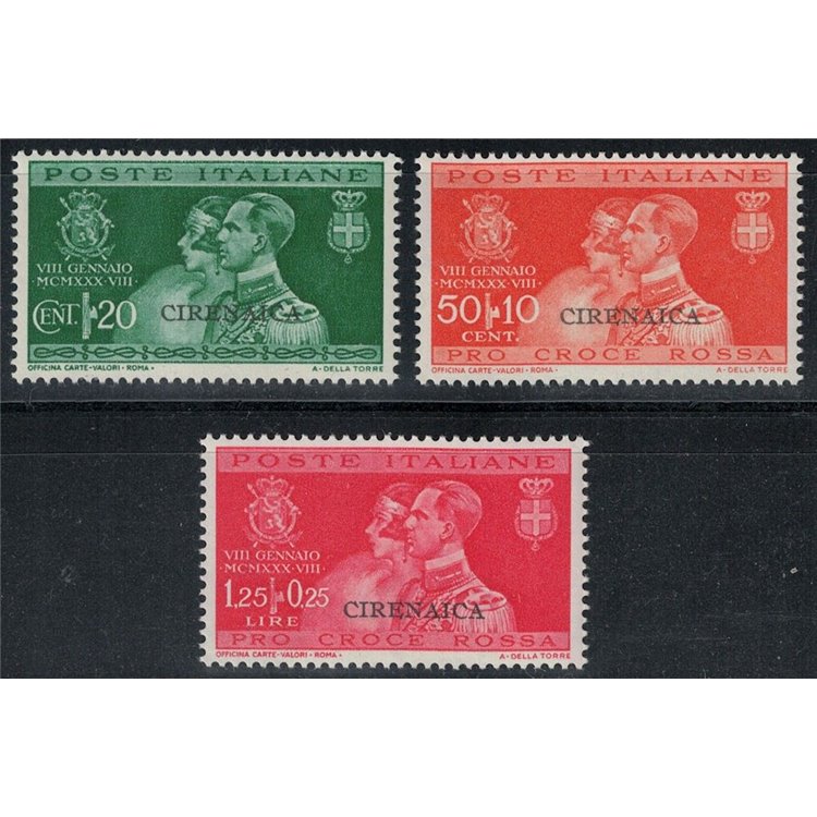 CIRENAICA 1930 Wedding of Prince Umberto 3v MNH**