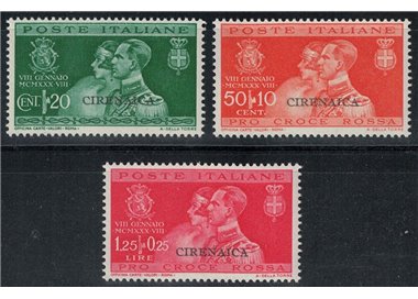 CIRENAICA 1930 Wedding of Prince Umberto 3v MNH**