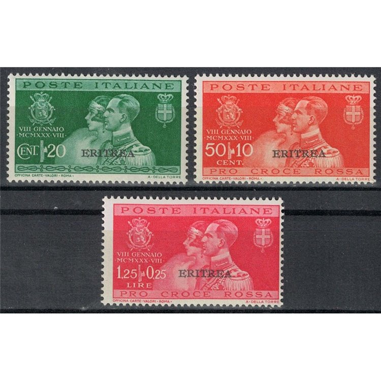 ERITREA 1930 Wedding of Prince Umberto 3v MNH**