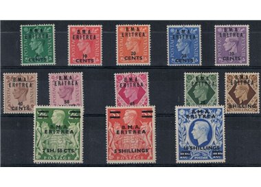 ERITREA (OCC. INGLESE) 1948-49 Soprastampati B.M.A. 13v MH*