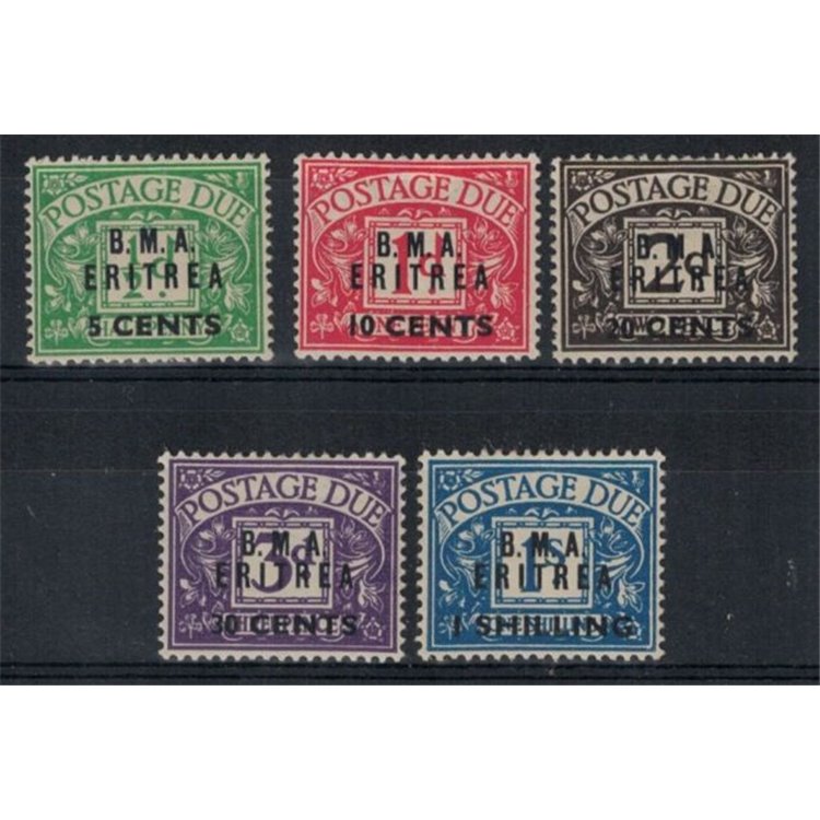 ERITREA (BRITISH OCCUPATION) 1948 Tax marks, B.M.A. overprints 5v MH*