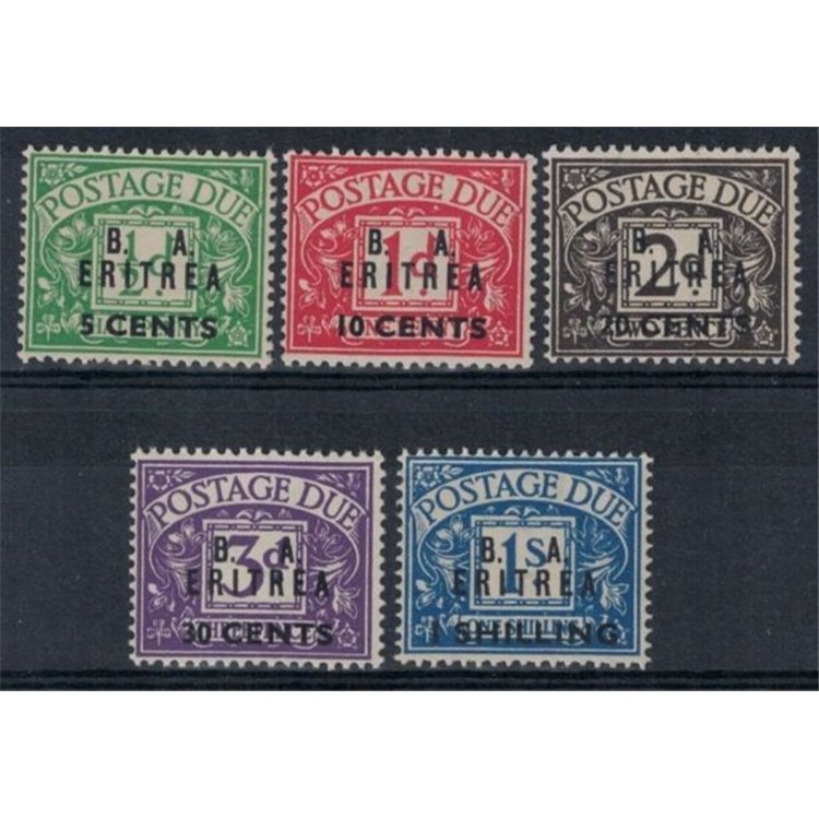 ERITREA (BRITISH OCCUPATION) 1950 Tax marks, B.A. overprints 5v MNH**