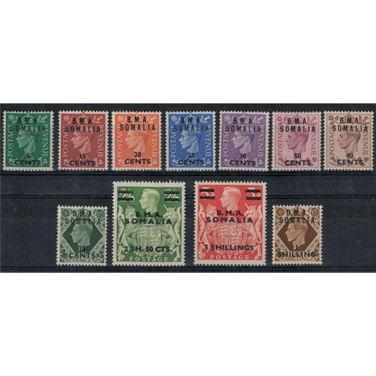 SOMALIA (BRITISH OCCUPATION) 1948 Overprinted B.M.A. 11v MH*