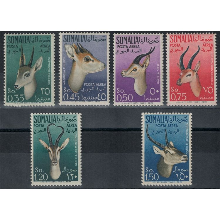 SOMALIA AFIS 1955 Posta aerea, animali 6v MNH**