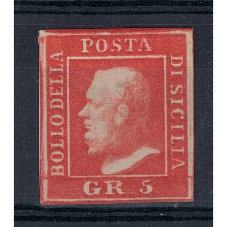 REGNO DI SICILIA 1859 5 Grana vermiglio 2ª tavola MH* ©