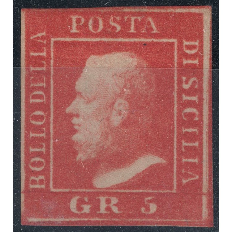 KINGDOM OF SICILY 1859 5 Bright Vermilion Grana MH* ©