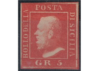 KINGDOM OF SICILY 1859 5 Bright Vermilion Grana MH* ©