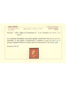 REGNO DI SICILIA 1859 5 Grana vermiglio vivo MH* ©