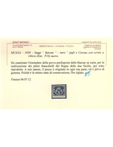 REGNO DI SICILIA 1858 "Saggi Barone" nero MH* ©