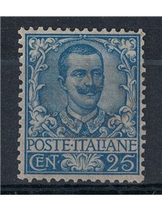 ITALY KINGDOM 1901 Floral 25c blue MH* © (Luxury)