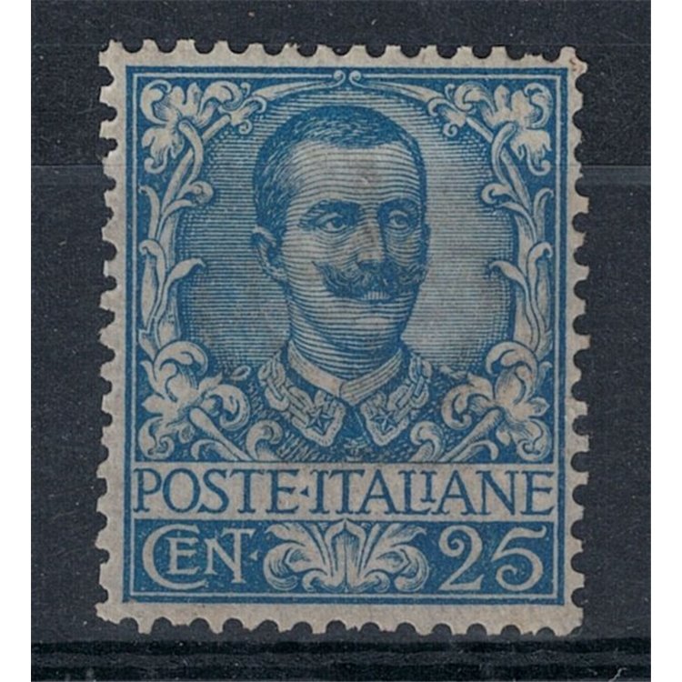 ITALIA REGNO 1901 Floreale 25c azzurro MH* © (Lusso)