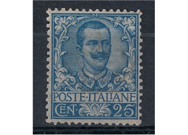 ITALIA REGNO 1901 Floreale 25c azzurro MH* © (Lusso)