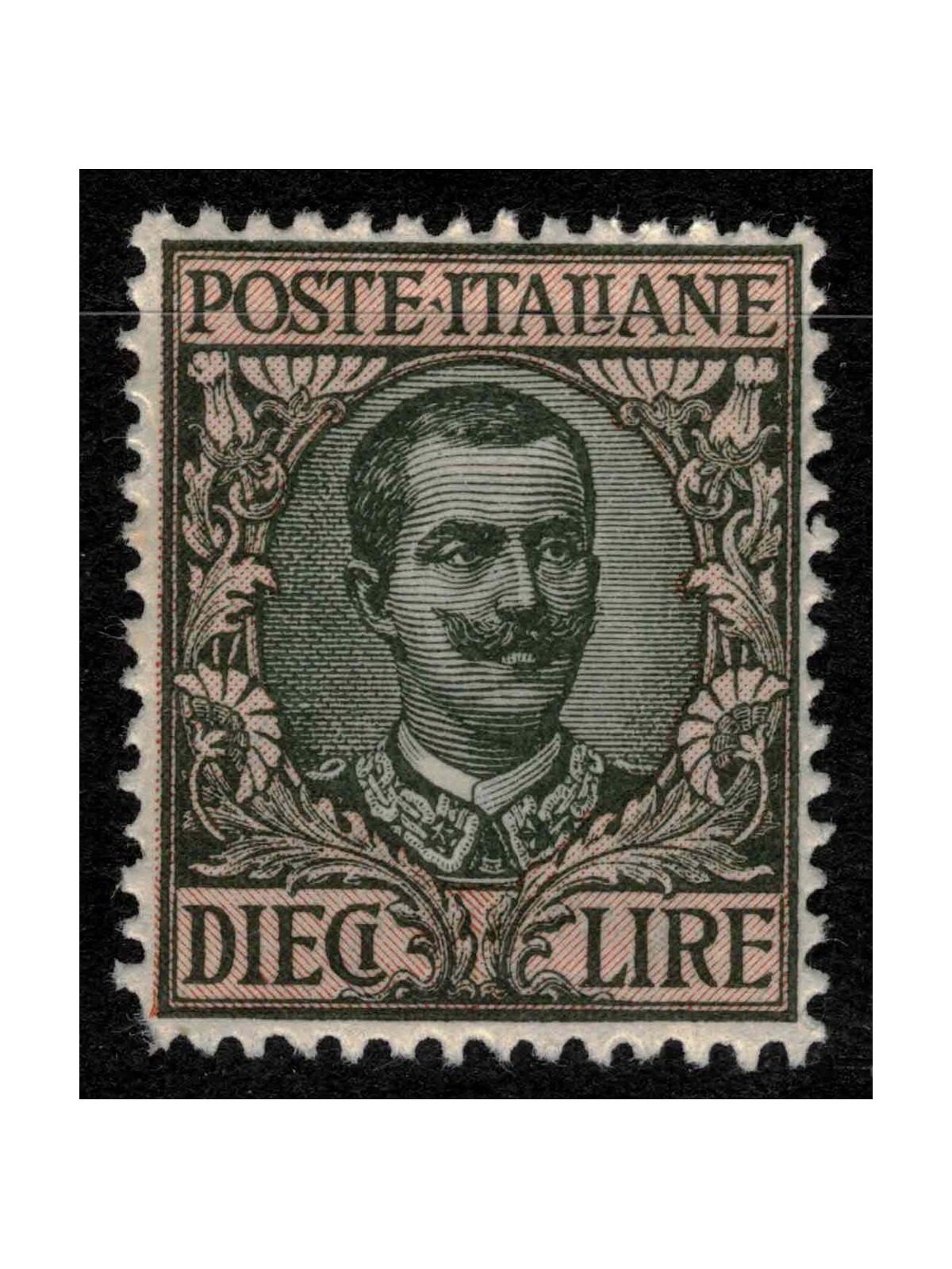 ITALY KINGDOM 1910 Floral £10 olive and pink MH*