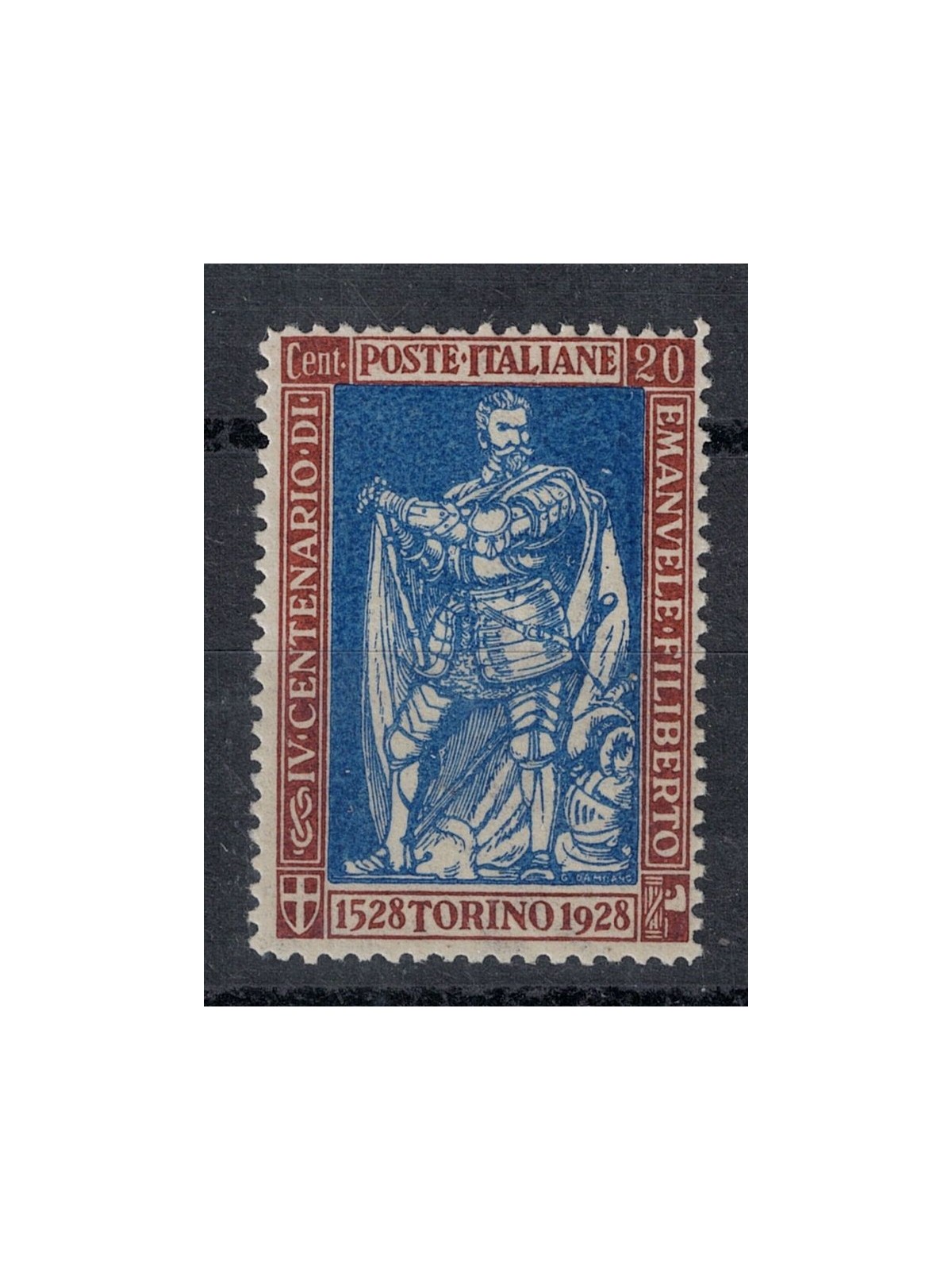 ITALY KINGDOM 1928 Emanuele Filiberto 20c dent. 13½ MNH** ©