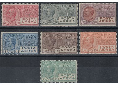 ITALIA REGNO 1926-28 Posta aerea tipo Leoni 7v MH*