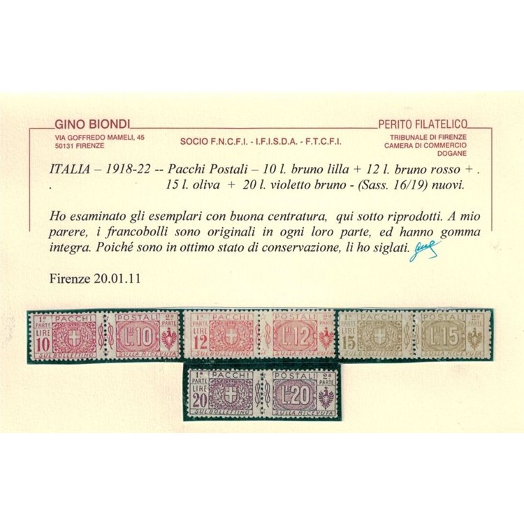 ITALIA REGNO 1914-22 Pacchi postali 13v MNH** ©