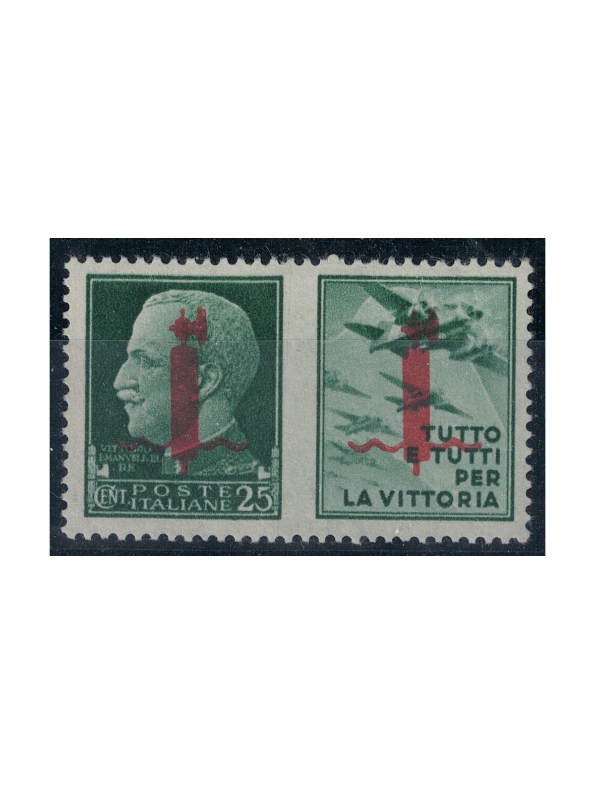 ITALIA RSI 1944 Varietà 25c Propaganda (Tutto e tutti) con scambi di soprast. MH* ©