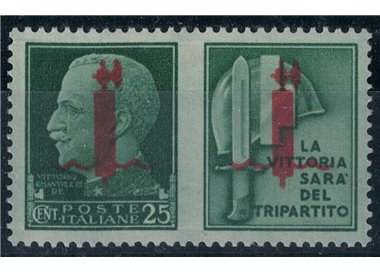 ITALY RSI 1944 Variety 25c Propaganda (Victory) with overprint exchanges MH* ©