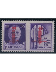 ITALY RSI 1944 Variety 50c War propaganda overprint exchanges MH* ©
