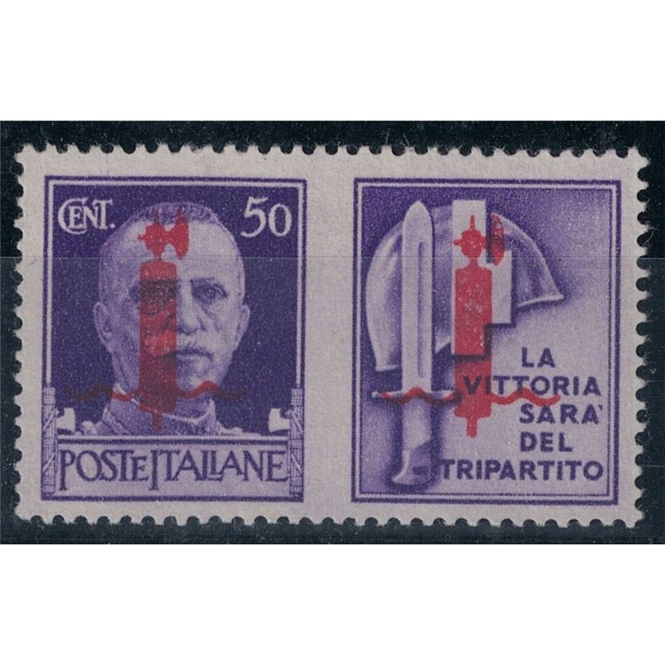 ITALY RSI 1944 Variety 50c War propaganda overprint exchanges MH* ©