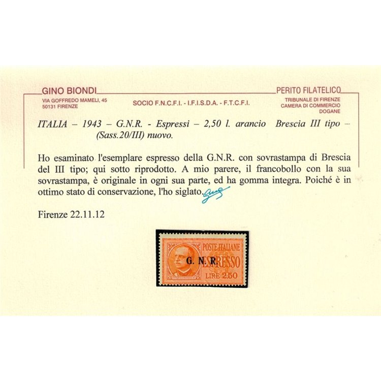 ITALIA RSI 1944 Espressi (Brescia) III tipo 2v MNH** ©