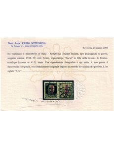 ITALY RSI 1944 War propaganda 30c brown (Florence) used ©