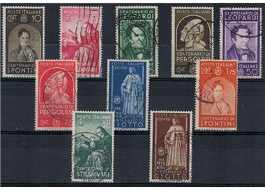 ITALIA REGNO 1937 Uomini illustri 10v us ©