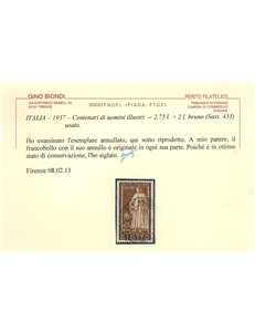 ITALIA REGNO 1937 Uomini illustri 10v us ©