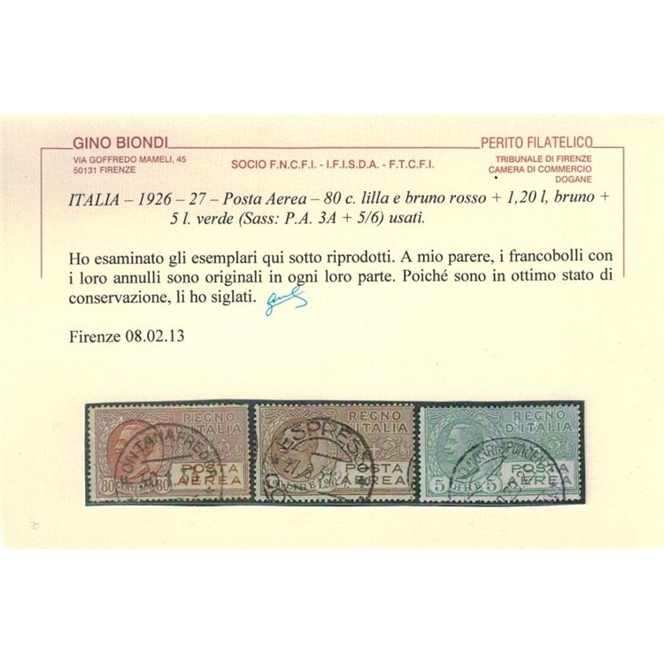 ITALIA REGNO 1926-28 Posta aerea tipo Leoni 7v us ©