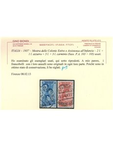 ITALIA REGNO 1937 Colonie estive 16v us ©