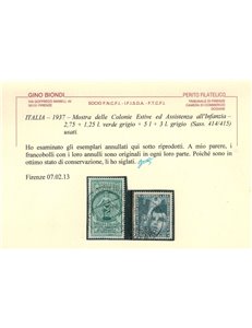 ITALIA REGNO 1937 Colonie estive 16v us ©
