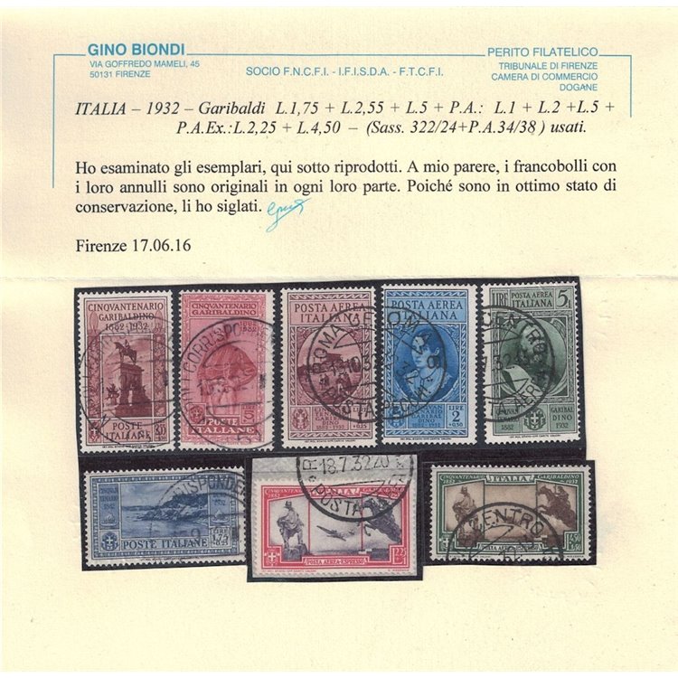 ITALIA REGNO 1932 Giuseppe Garibaldi 17v us ©