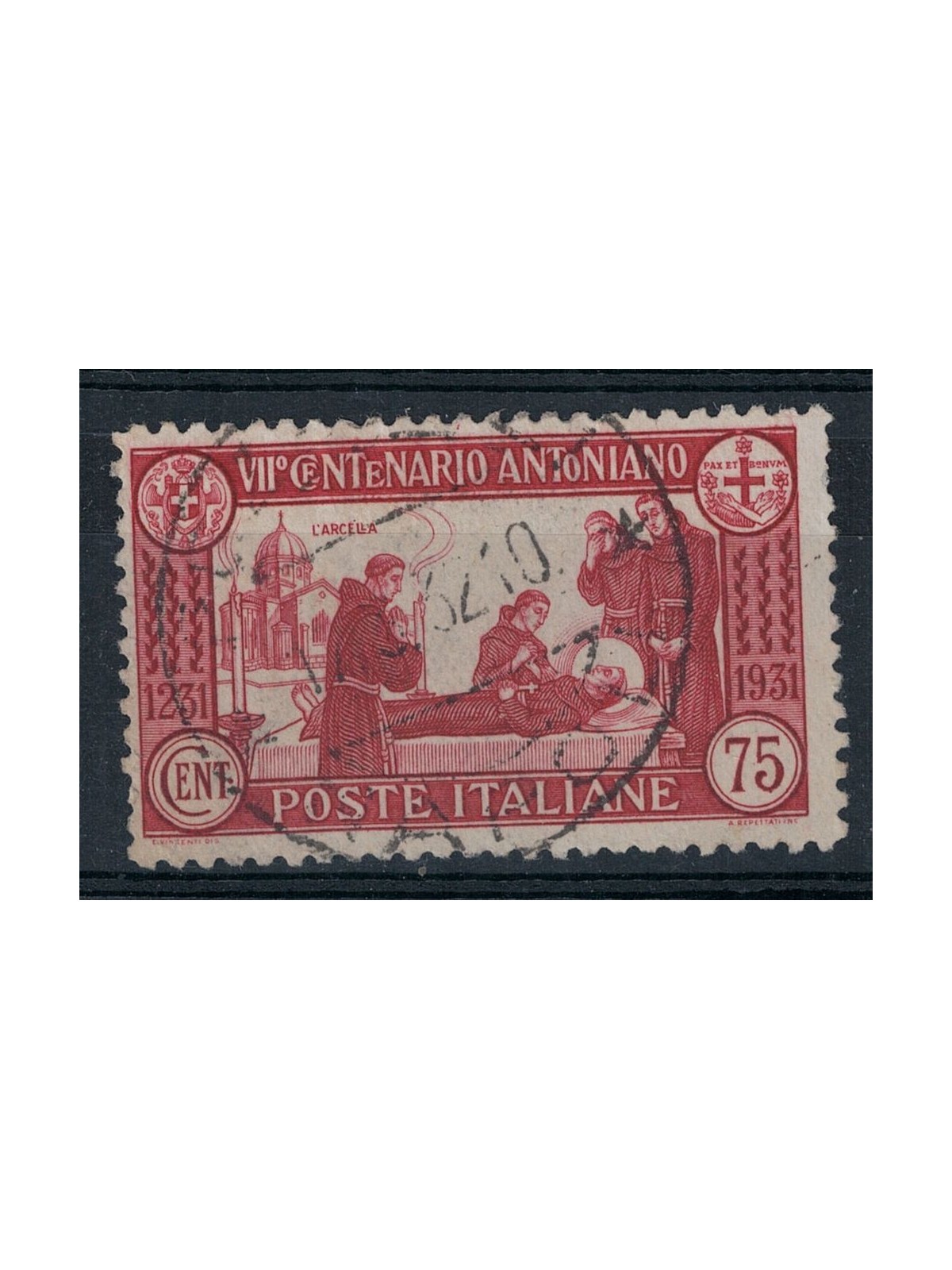 ITALIA REGNO 1931 S. Antonio 75c carminio (dent. 12) us