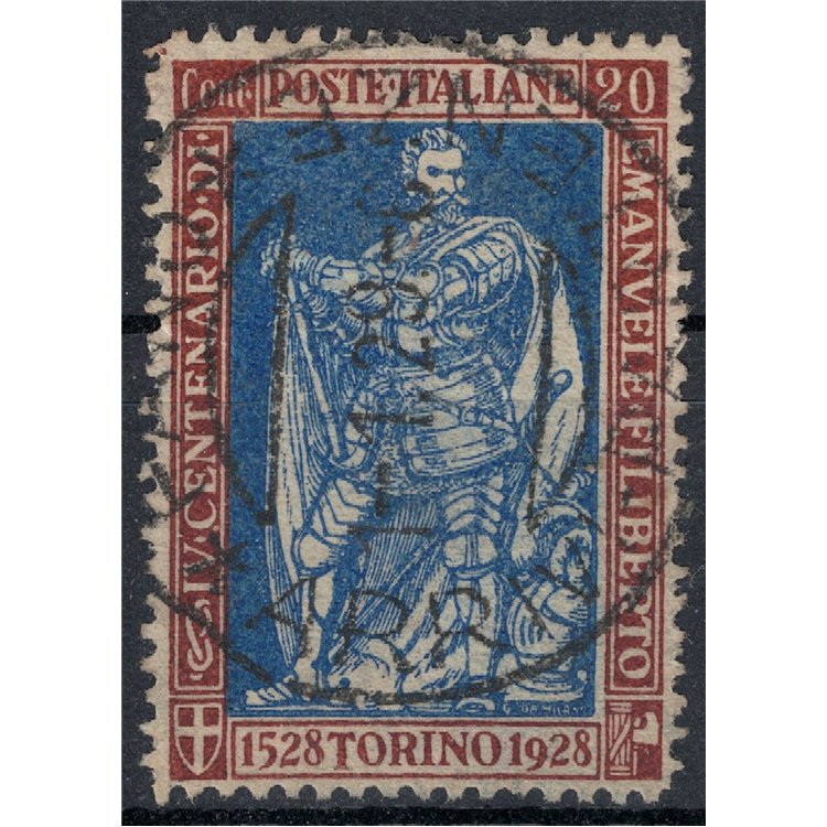 ITALY KINGDOM 1928 Emanuele Filiberto 20c brown perforation 13½ used