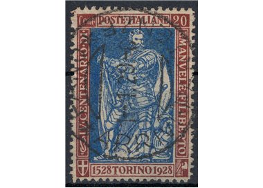 ITALY KINGDOM 1928 Emanuele Filiberto 20c brown perforation 13½ used