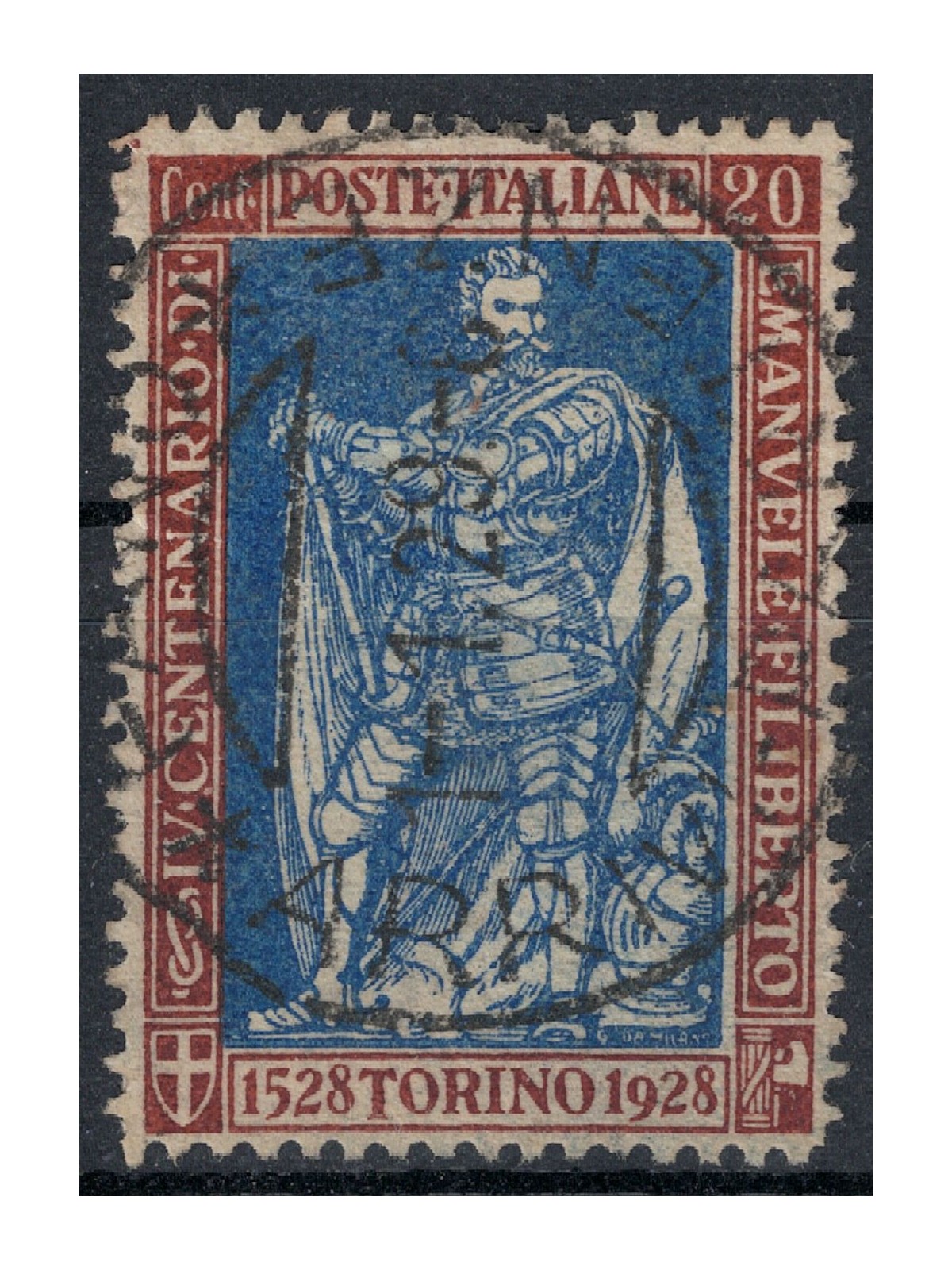 ITALY KINGDOM 1928 Emanuele Filiberto 20c brown perforation 13½ used