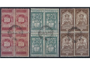 ITALY KINGDOM 1921 Dante Alighieri 3v in quartina used ©
