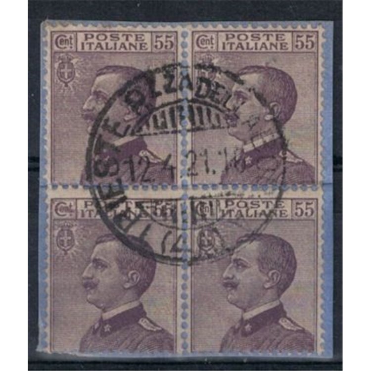 ITALY KINGDOM 1917-20 Michetti 55c violet in quartina used ©
