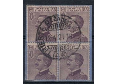 ITALY KINGDOM 1917-20 Michetti 55c violet in quartina used ©