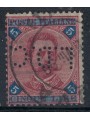 ITALIA REGNO 1891 Umberto I 5£ carminio e azzurro (Perfin LDC) ©