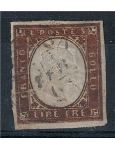 REGNO DI SARDEGNA 1863 Effigie 3£ rame scuro us ©