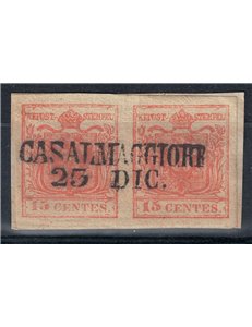REGNO LOMBARDO VENETO 1850 Stemma 15c rosa (coppia) us
